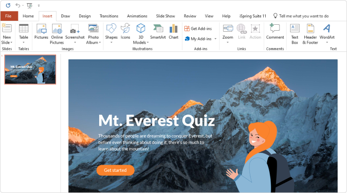 De voorpagina van een quiz maken in PowerPoint