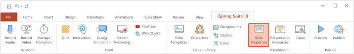 Slide Properties in iSpring Suite