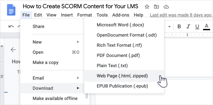 Bestanden exporteren naar HTML in Google Docs