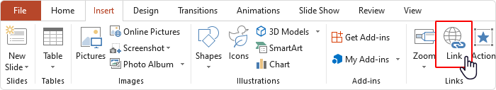 Link knop invoegen in PowerPoint